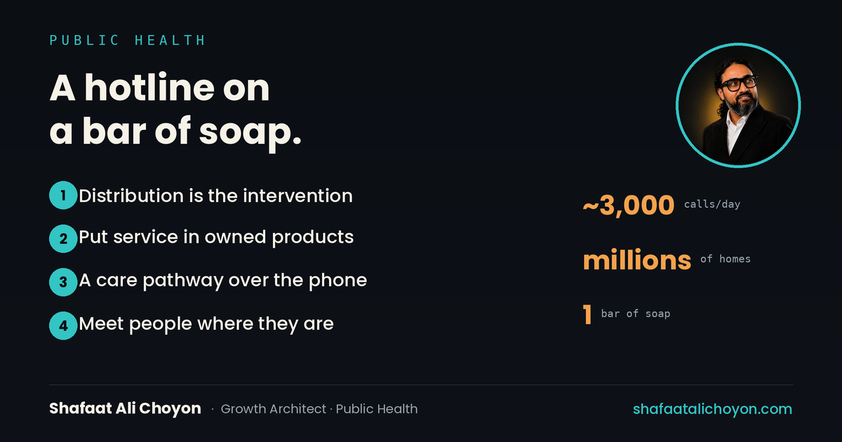 A hotline on a bar of soap — distribution is the intervention