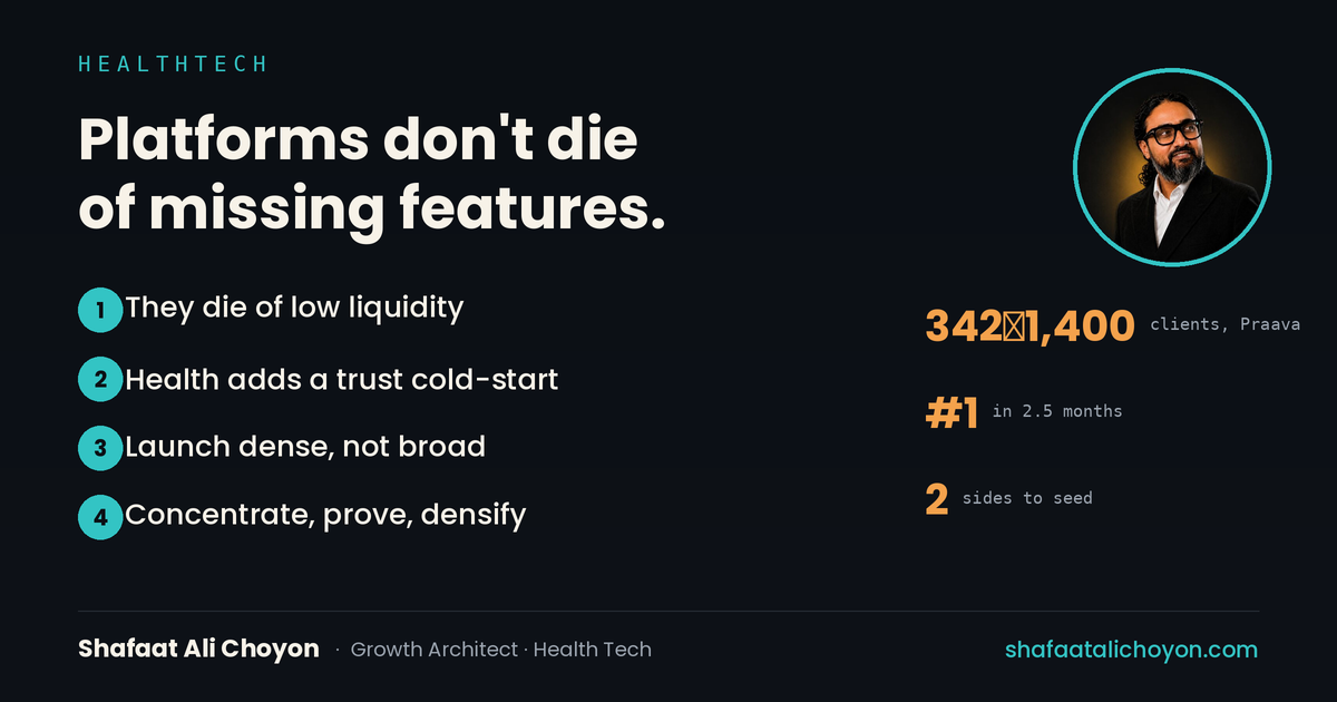 The trust cold-start — how two-sided health platforms actually get going