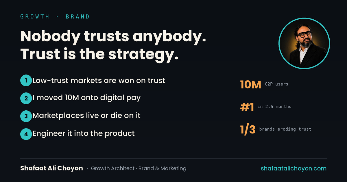 When nobody trusts anybody, trust is the whole growth strategy